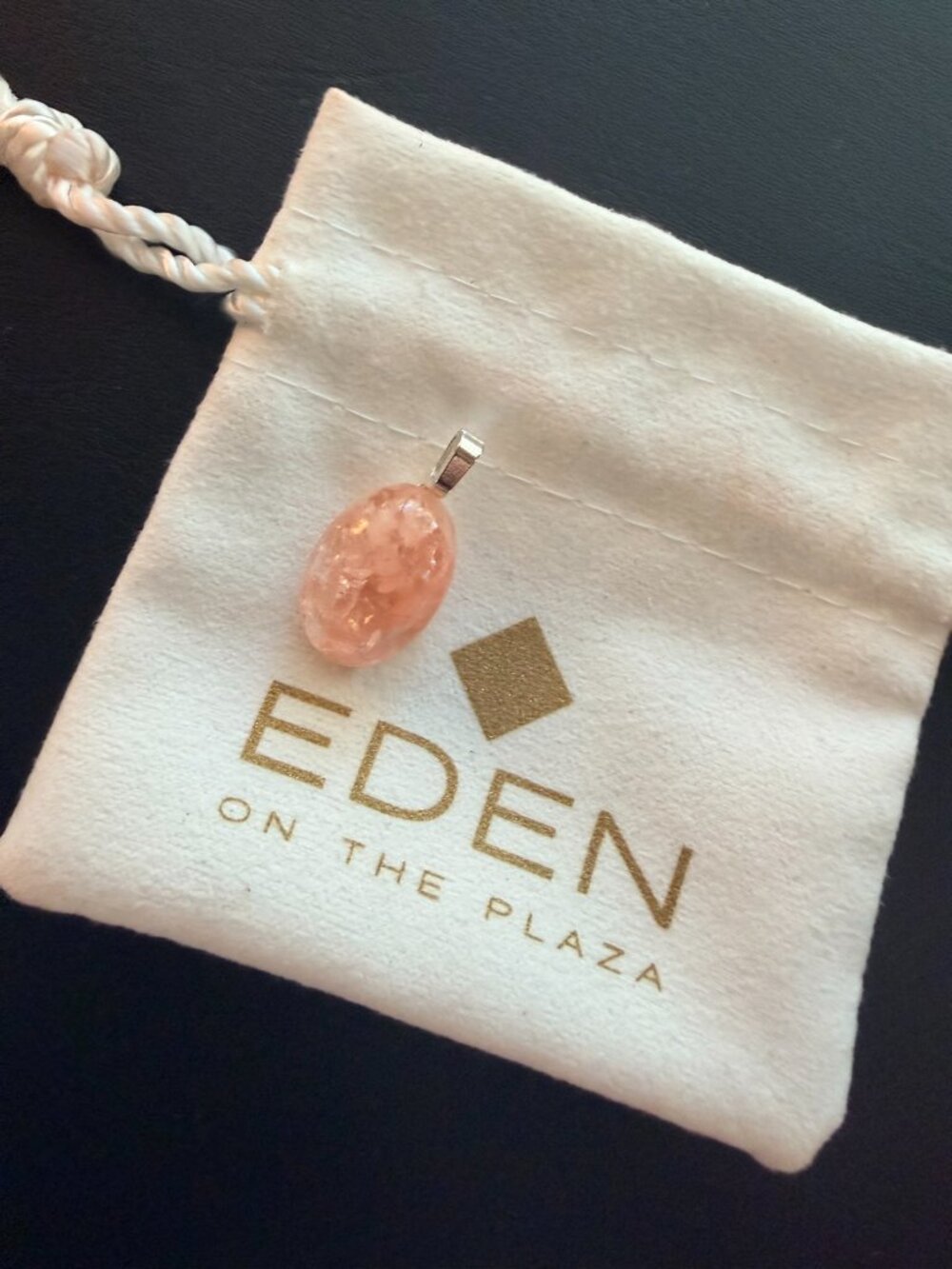 Morganite Peach Faceted Stone Oval Pendant Gold Tone Bail